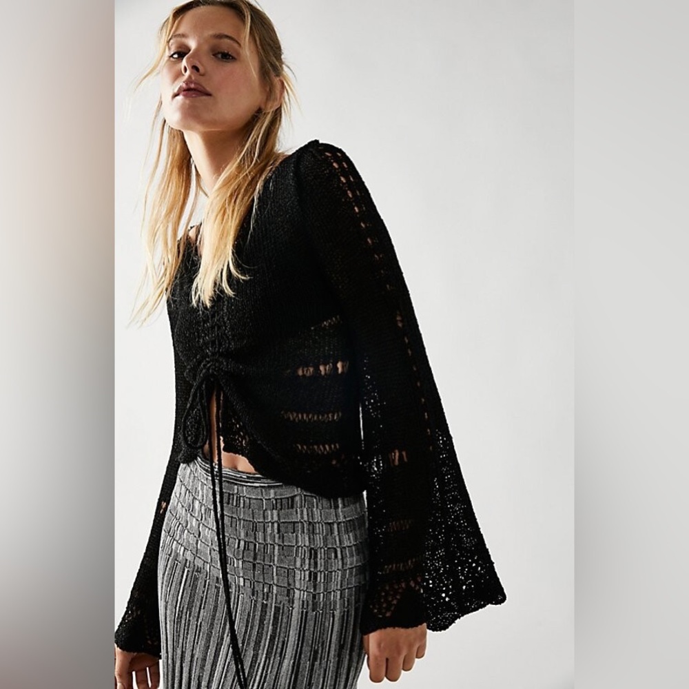 FREE PEOPLE CROCHET KNIT top zinnia NEW sz Sm - Picture 2 of 6